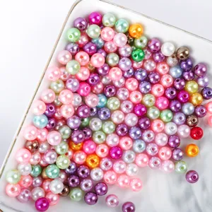 Colorful ABS imitation pearl beads for DIY jewelry making, bracelets, and phone cases.