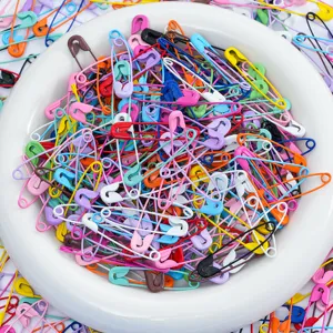 Colorful alloy safety pins bulk pack assorted colors for DIY jewelry craft accessories.