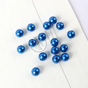 Blue ABS imitation pearl beads round loose beads for DIY handmade jewelry making bracelets necklaces