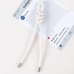 Perlmuttartiges Leder geflochtener Knoten Lanyard Schlüsselanhänger, stilvoller Taschenanhänger.