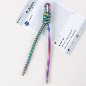 Irisierendes geflochtenes Leder Lanyard Schlüsselanhänger, farbiger Taschenschmuck Zubehör.