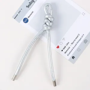 Silbernes PU Leder geflochtener Knoten Schlüsselanhänger Tasche Anhänger stilvolles Accessoire