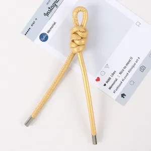 Perlgold Leder geflochtene Knoten Riemen Schlüsselanhänger Tasche Anhänger Accessoire
