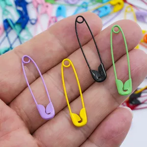Colorful safety pins for DIY jewelry making, metal alloy paint coated accessories.