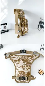 Desert digital camouflage motorcycle waist and leg bag with multi-compartments