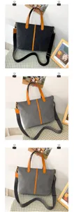 Trois variantes de couleurs de cabas en toile durable avec poignées orange contrastées
