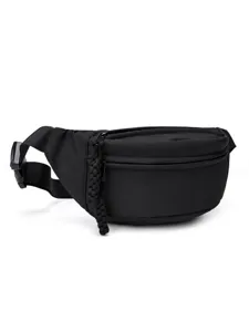 Nylon Outdoor Sports Waist Bag Unisex Chest Bag Lightweight Commuting Crossbody Bag Solid Color Mobile Phone Storage Pouch Black