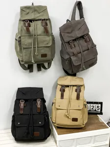 Multi-color street style canvas backpacks with drawstring and faux leather straps