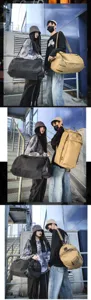 Large capacity canvas duffel backpack for men and women, ideal for travel and sports.