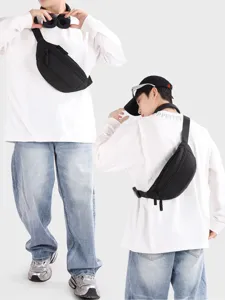 Versatile black lightweight sports chest bag and crossbody waist bag for men and women