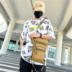 Multi-pocket tactical waist leg bag for men motorcycle riding and outdoor sports khaki