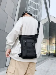 Versatile tactical black drop leg bag for outdoor cycling and hiking with multiple pockets