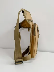 Khaki tactical leg bag for outdoor hiking and motorcycle riding with adjustable straps
