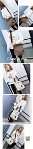 Vedute da più angolazioni di una grande borsa a tracolla in tela casual da donna
