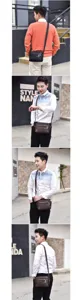Stylish men's Oxford cloth crossbody bag with multiple zipper pockets for daily use