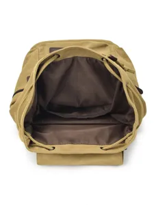 Large capacity khaki canvas backpack with drawstring closure and spacious interior