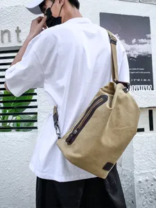 Men Canvas Chest Bag Large Capacity Multi-Functional Crossbody Bag Casual Sports Travel Shoulder Backpack For Men Outdoor Daily