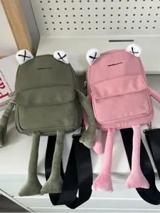 Cute and quirky cartoon frog crossbody chest bag in olive green and soft pink