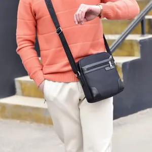 Men's Business Casual Oxford Cloth Crossbody Bag Fashion Solid Color Shoulder Messenger Bag For Daily Travel Work Men