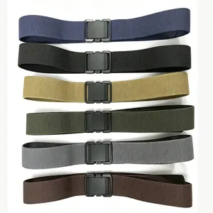 A collection of elastic tactical belts featuring quick-release buckles in six distinct colors