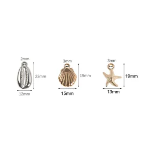 Pendentifs en métal style marin DIY incluant coquillage et étoile de mer pour bijoux.