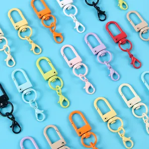Colorful painted U-shaped swivel keychain clasps, DIY lobster claw jewelry accessories.
