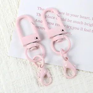 Pink U-shaped swivel snap hook and lobster clasp DIY keychain jewelry accessories 2pcs