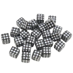 Black and white checkered square acrylic beads for DIY jewelry and keychain making