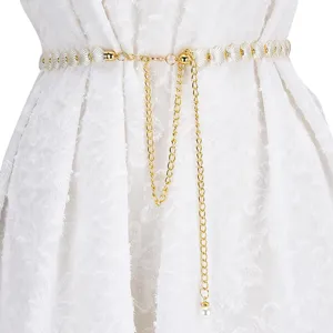 Cintura a Catena in Metallo per Donna Con Ciondolo in Perla Artificiale Design a Conchiglia Catena Regolabile per Vestiti