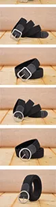 Black woven elastic belt with metal buckle, casual stretch trousers belt for women and men daily wear.