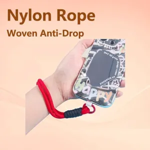 Hand-Woven Nylon Phone Lanyard Double Strand Multicolor Braided Keychain Multifunctional Anti-Lost Wrist Strap Phone Charm