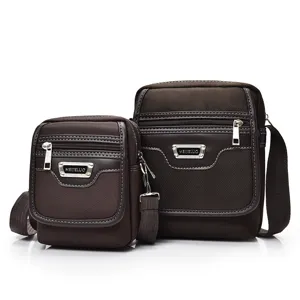 Professional dark brown Oxford cloth crossbody bags for men available in two versatile sizes
