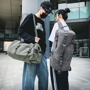 Stylish large capacity canvas travel backpack and duffel bag for outdoor sport and hiking