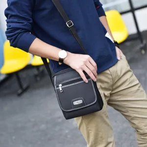 Men Oxford Cloth Shoulder Bag Casual Business Messenger Bag Adjustable Strap Flap Crossbody Bag Waterproof Solid Color Bag