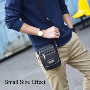 Casual black Oxford cloth crossbody bag for men in a small compact and stylish size.