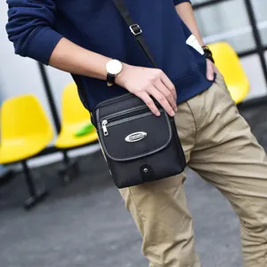 Men Business Casual Oxford Cloth Shoulder Bag Large Small Size Waterproof Crossbody Bag Multi Pocket Solid Color Men Travel Commute Bag