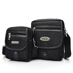 Durable black Oxford cloth crossbody shoulder bags for men available in two sizes