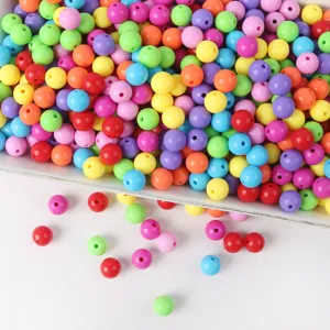 Colorful acrylic round beads 6-16mm solid loose spacer beads for DIY handmade jewelry crafting