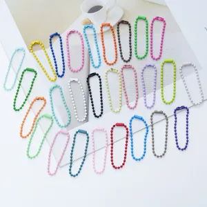 Colorful metal ball chains for DIY jewelry making, keychains, and bag pendants, 2.0/2.4mm size.