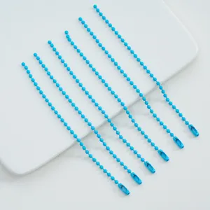 Blue bead chain details for DIY jewelry making, keychain accessories and tags, durable alloy.