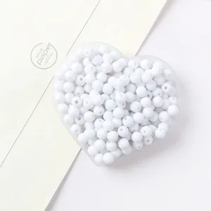 White acrylic round beads smooth loose beads for DIY handmade jewelry crafting projects