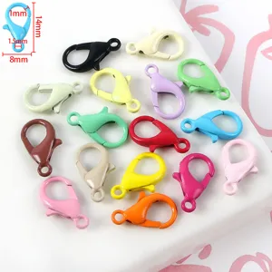 Mosquetones de aleación pintada de colores para la fabricación de joyas y pulseras DIY.