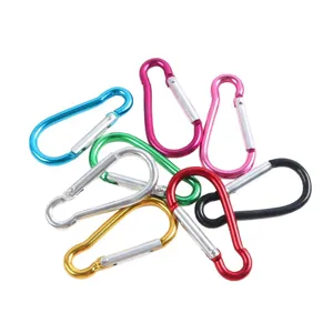 Colorful aluminum alloy carabiners for outdoor camping, backpack clips and water bottle hooks.