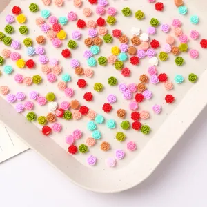 6mm resin peony flower nail art cabochons, colorful DIY phone case hair accessories parts.