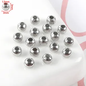 Abalorios espaciadores de metal para hacer joyas de bricolaje, pequeñas cuentas redondas.