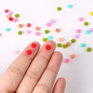 6mm resin peony flower nail art cabochons, colorful small DIY accessories for phone case and nails.