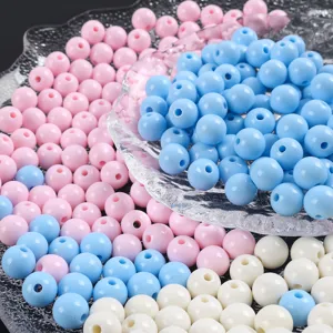 Colorful Acrylic Smooth Round Beads Loose Beads Straight Hole DIY Beading Materials For Handmade Jewelry Making Crafts