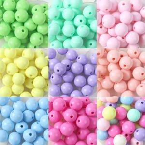 Acrylic round beads for DIY handmade jewelry crafting, colorful loose bead supplies.