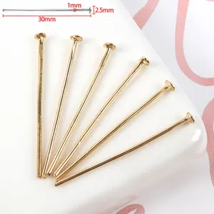 Alfileres de cabeza plana dorados 30mm fornituras de joyería bricolaje manualidades