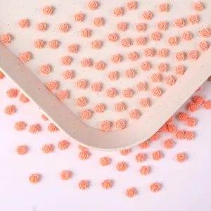 Resin flower nail charms small peony cabochons DIY phone case hair accessories 6mm pink